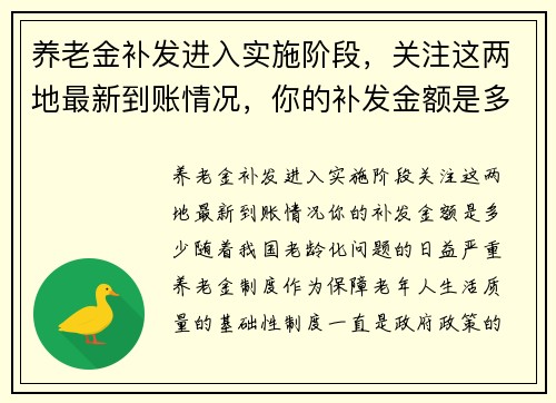 养老金补发进入实施阶段，关注这两地最新到账情况，你的补发金额是多少？